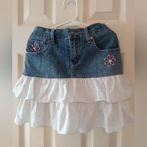 🦋HP! Vintage | Girls Denim & Eyelet Ruffle Tier Skirt Size 6